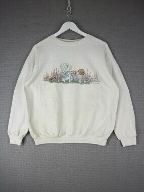 Carroll Reed 1990s Vintage Gardening Crewneck Cotton Sweater Medium
